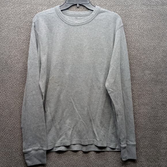 Gap Men Thermal Crew Neck Cotton Shirt Gray - Picture 1 of 5